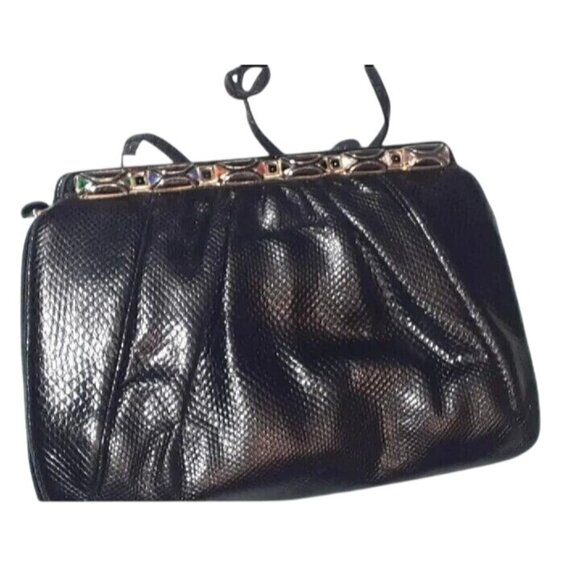 Vintage Judith Leiber Snakeskin Purse with semi precious stone accents, signed - Picture 1 of 10